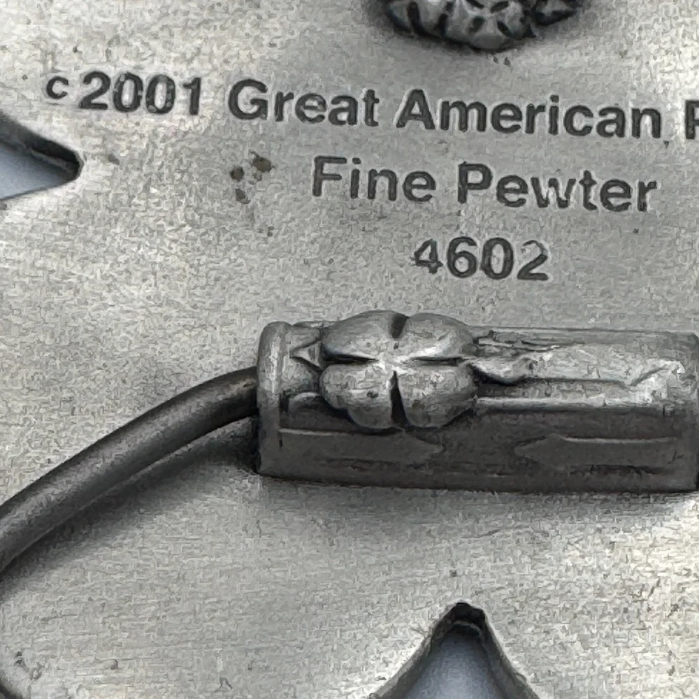 Great American Products 2001 Green Four Leaf Clover Fine Pewter Belt Buckle 4602